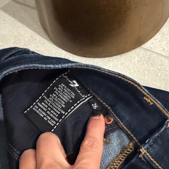 7 For All Mankind Dark Riverside Drive Ankle Distressed Skinny Jeans 26 - Picture 4 of 9